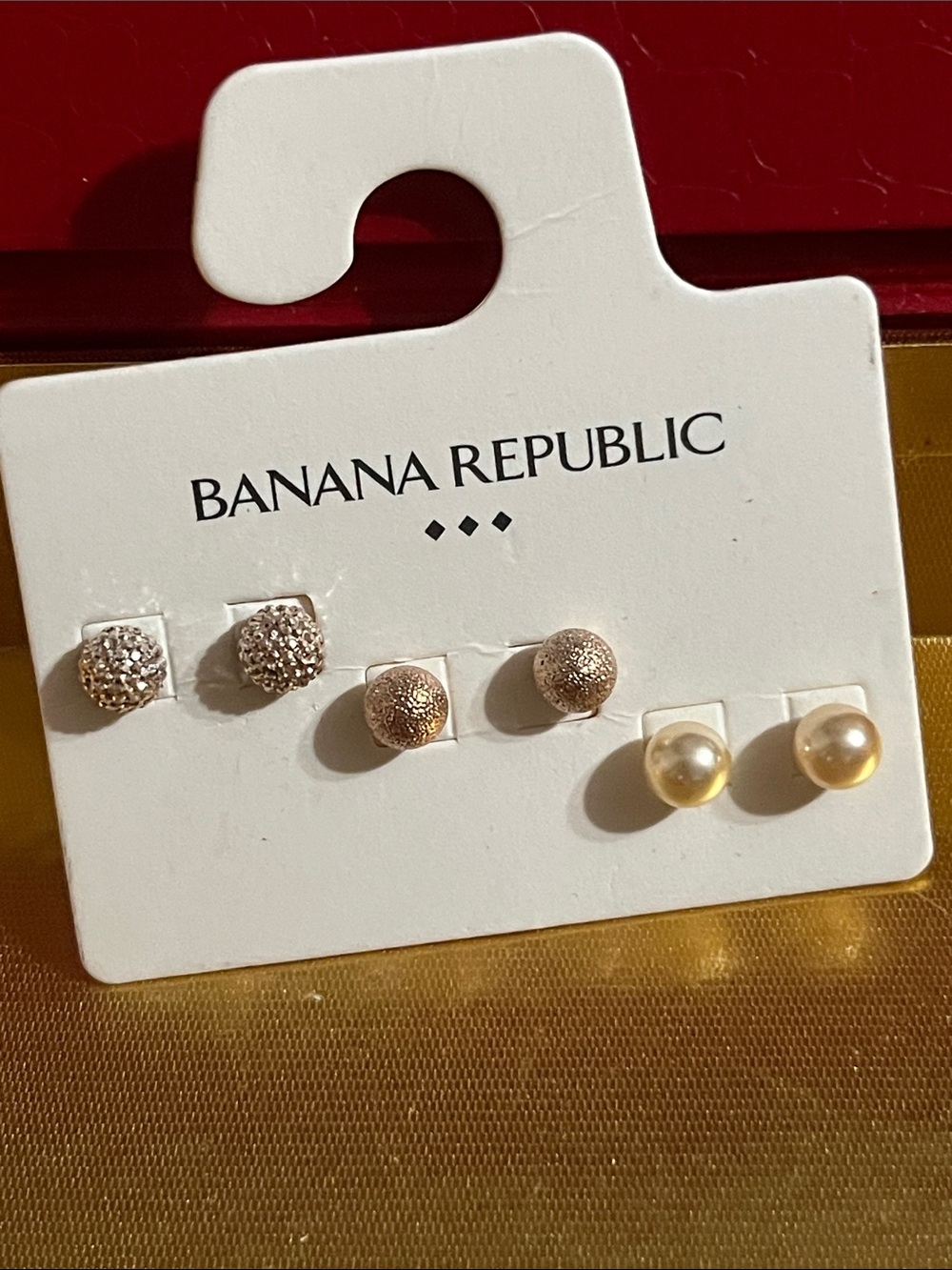 Banana Republic Gold-Tone & Pearl 3-Pair Stud Earring Set